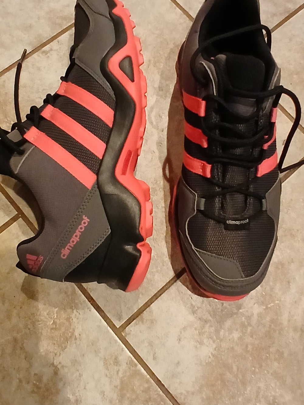 Adidas Climaproof Gray & Neon Pink Trail Sneakers Size 9.5 Women's